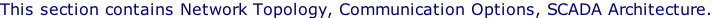This section contains Network Topology, Communication Options, SCADA Architecture.